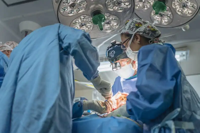 Marie Elisa, maxillofacial patient, at the operating theatre during her surgery.