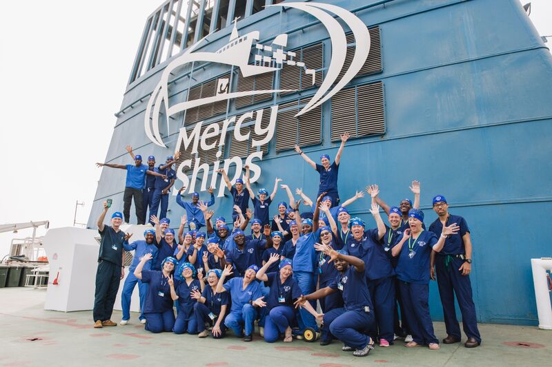 Crew and Day Crew from the OR department gather on Deck 8
