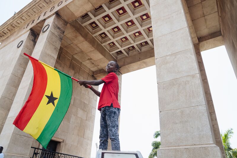 Independence Arch of Ghana at the Black Star Square in Accra, Ghana.