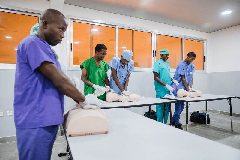 "A Nurse Anaesthesia training being held at the dental clinic at Gamal Abdel Nasser University of Conakry. "