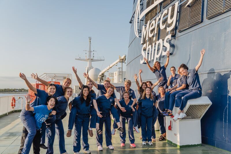 A group of nurses taken next to the Africa mercy medical volunteer ship